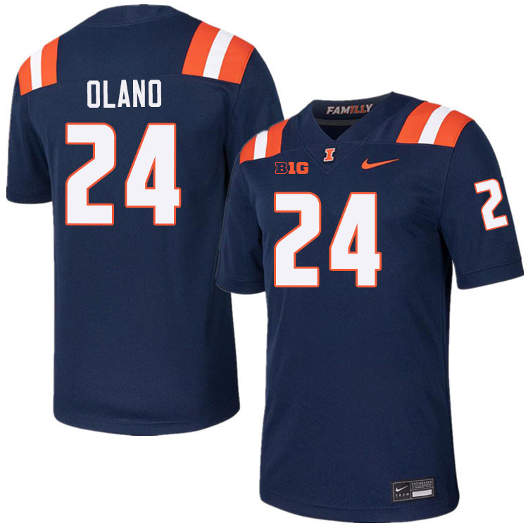 #24 David Olano Illinois Fighting Illini Football Jersey,Uniforms-Navy